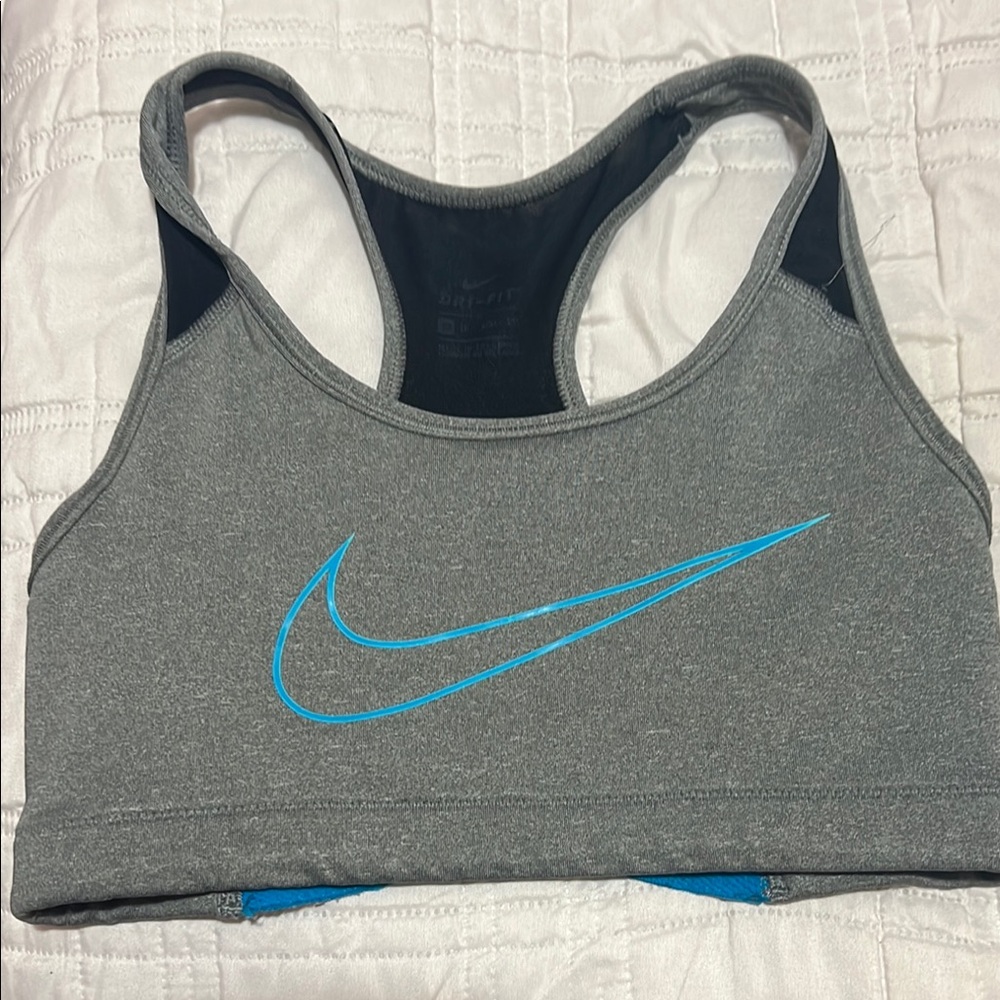 Nike Gray and Blue Sports Bra Compression Style